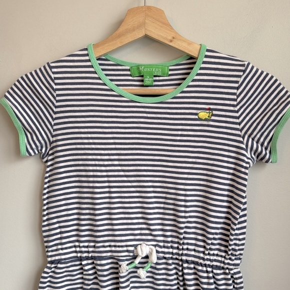 Masters Kids Girls' Striped T-Shirt Dress Navy/White SZ L 10-12 - Picture 2 of 5